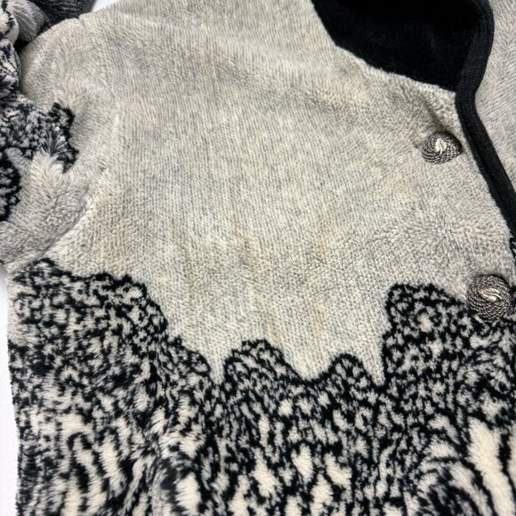 Vintage Nordic Lights Fleece Jacket Reversible Oversized Fuzzy - Picture 7 of 11